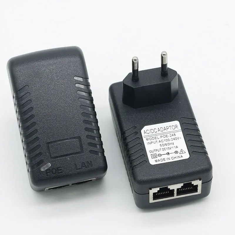 Injektor POE Ethernet Steker Euro Pemasangan di Dinding 15V 1A