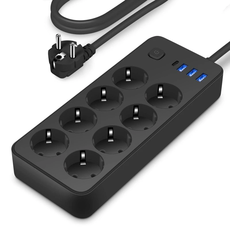Strip Daya Standar UE 8 AC dengan 4 Port USB