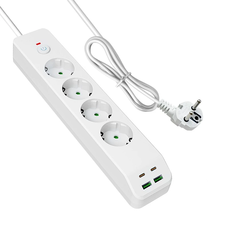 Strip Daya UE Pengisian Cepat dengan 4 AC dan 4 USB