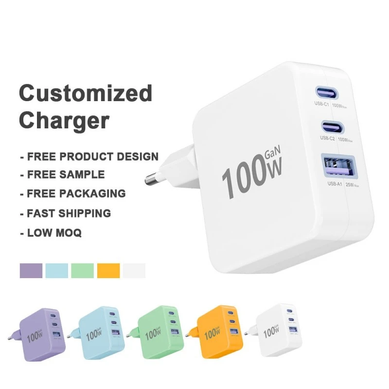 Pengisi Daya Cepat PD 3.0 100W Tipe C Pengisi Daya Dinding Kompatibel UK US AU EU