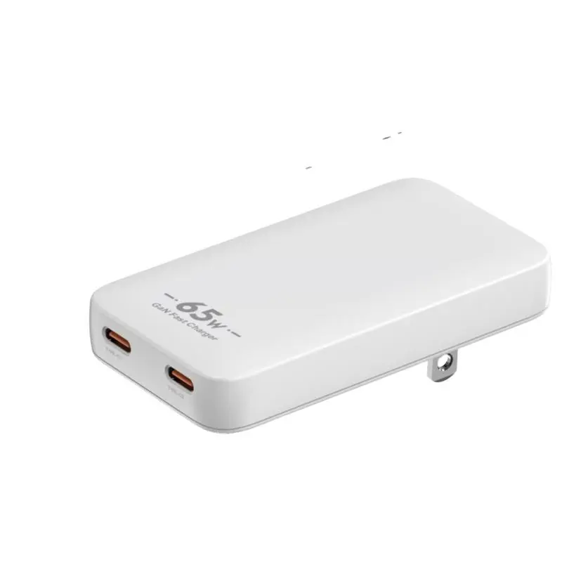 PD65W GaN USB-C Adaptor Port Ganda Pengisi Daya Dinding Ultra-tipis